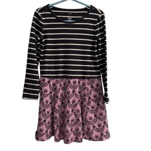 Tea Collection Size 6 Girls Dress Navy Stripes Purple Birds